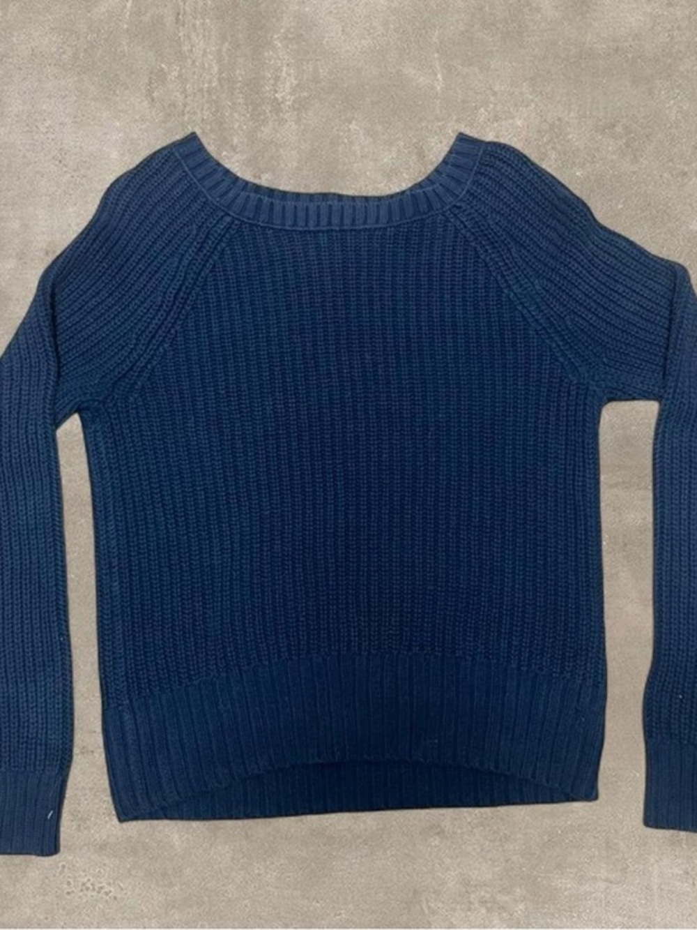 American Eagle Chunky Knit Sweater M Navy Blue Cropped Cozy
